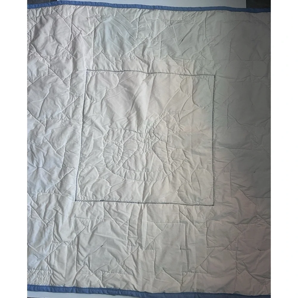 Handmade Baby Crib Quilt 44x45 Rocking Horse Pinwheel Patchwork Blue Red